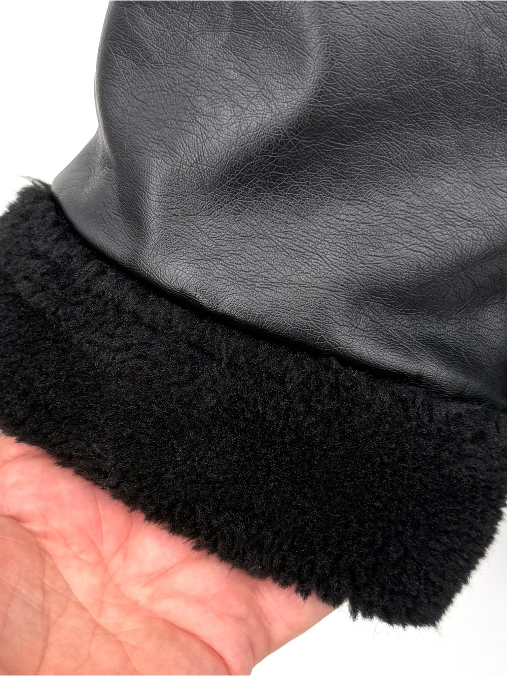 Simply Vera Vera Wang Black Faux Leather Faux Fur Moto Jacket L - Picture 6 of 14